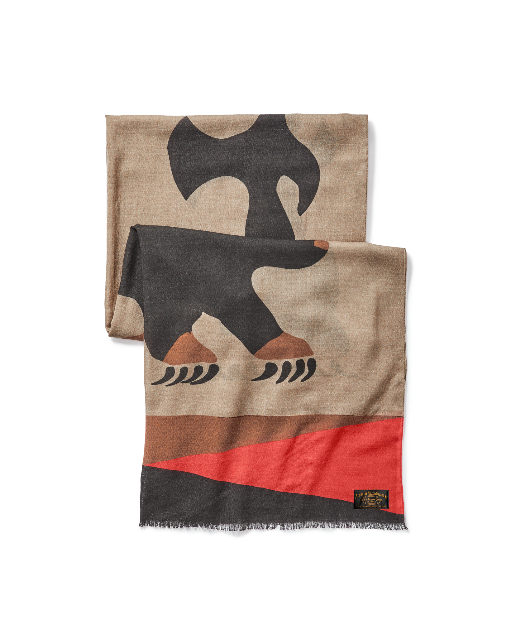 Black Bear Wool Blend Scarf - Black