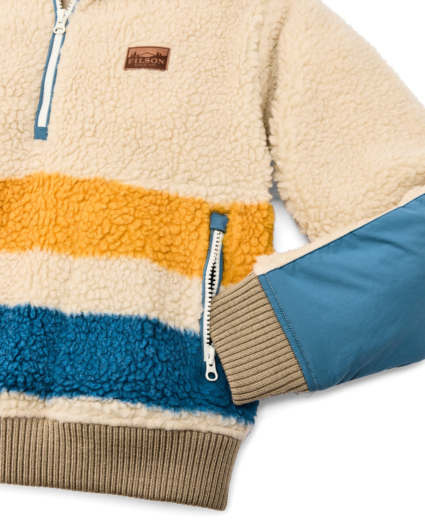 Women's Pile Fleece Popover - Yellow / Blue Blanket Stripe