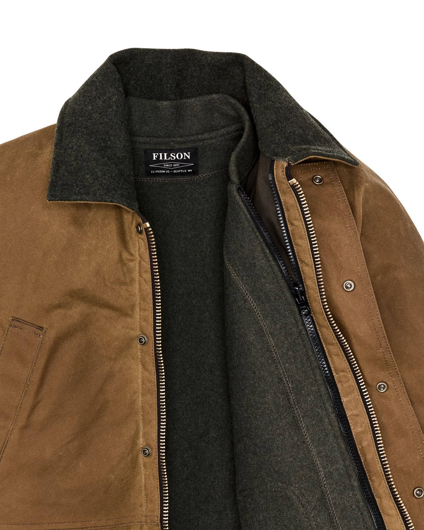 Alternate view of the Filson Lined Tin Cloth Field Jacket - Dark Tan
