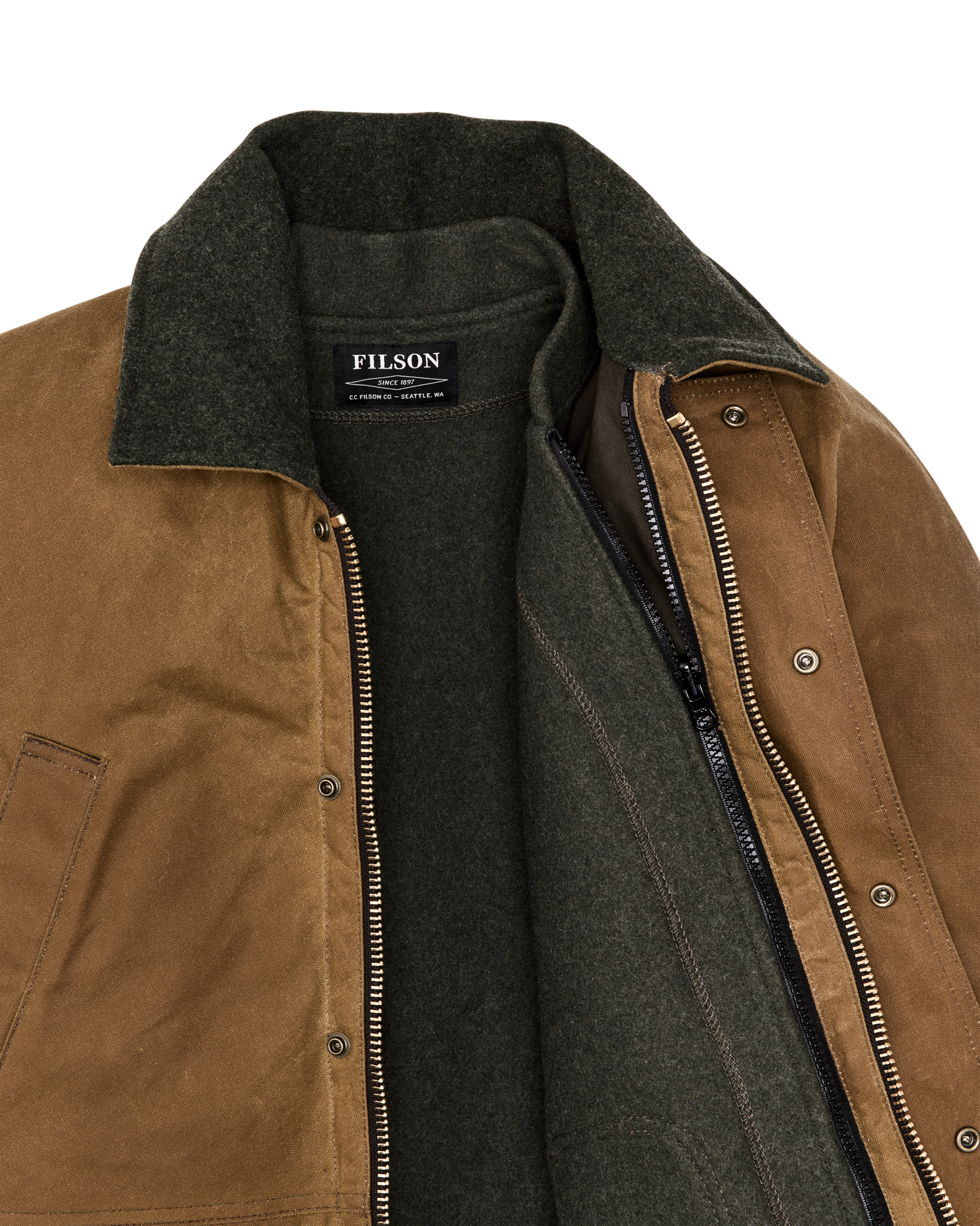 Alternate view of the Filson Lined Tin Cloth Field Jacket - Dark Tan