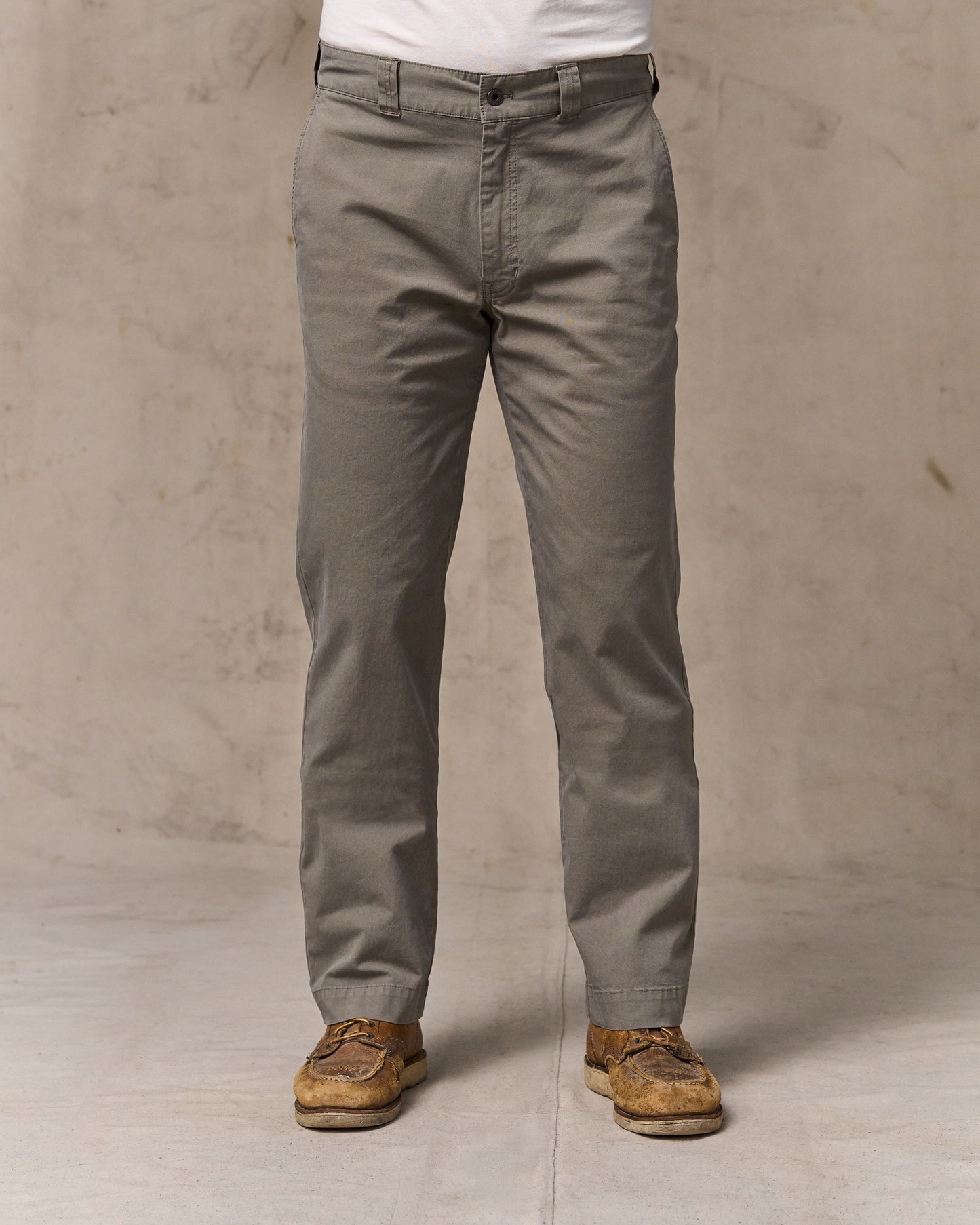 image of a model wearing Filson's Granite Mountain Flat Front Pants - Hawk Brown|Model is 6'1" wearing a size 34x32