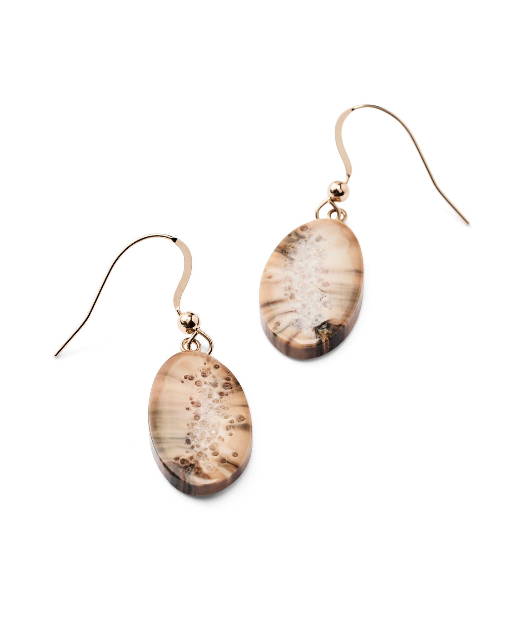 Ivory Jacks 14k Fossil Tusk Slice Earrings - 14kyg