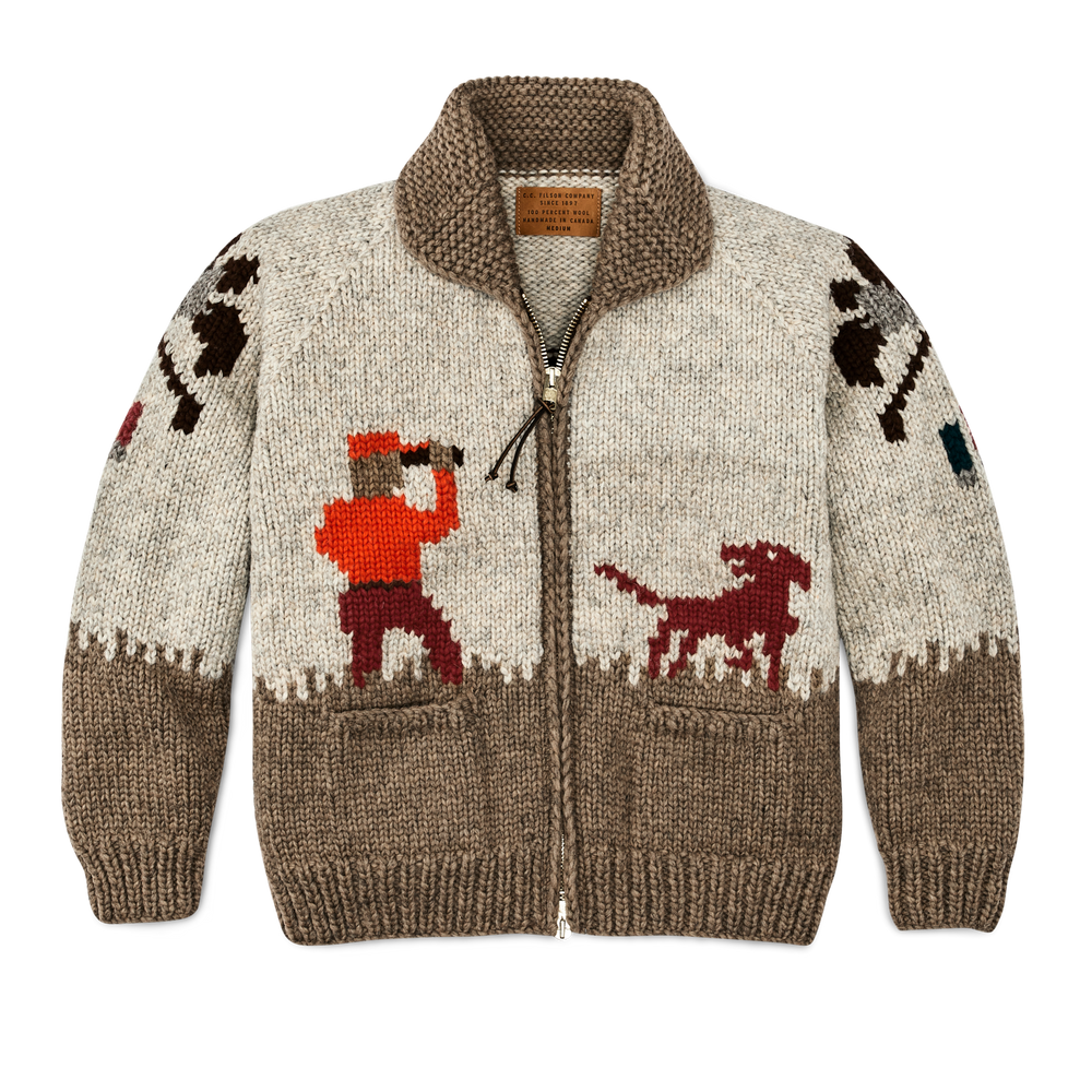 Front-facing image of the Filson Handmade Full-zip Sweater - Pheasant Heather