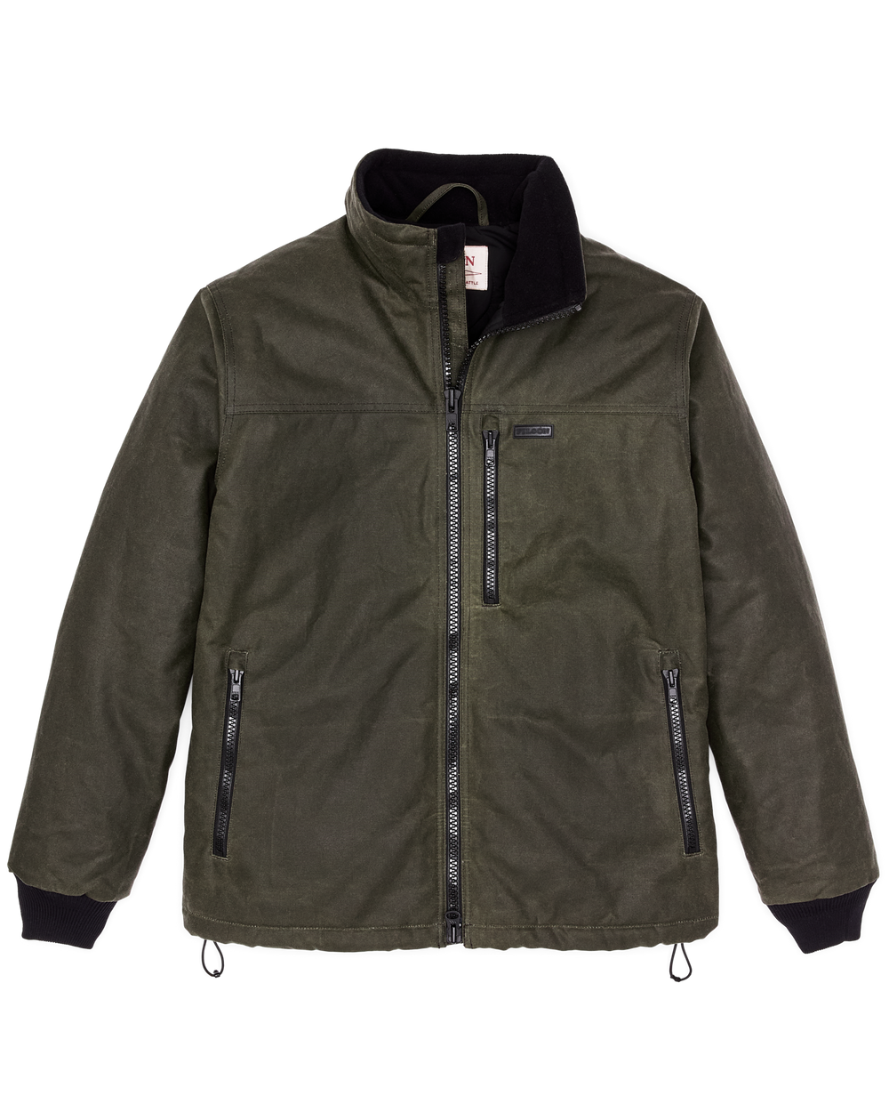 Front-facing image of the Filson Tin Cloth Primaloft Jacket - Otter Green