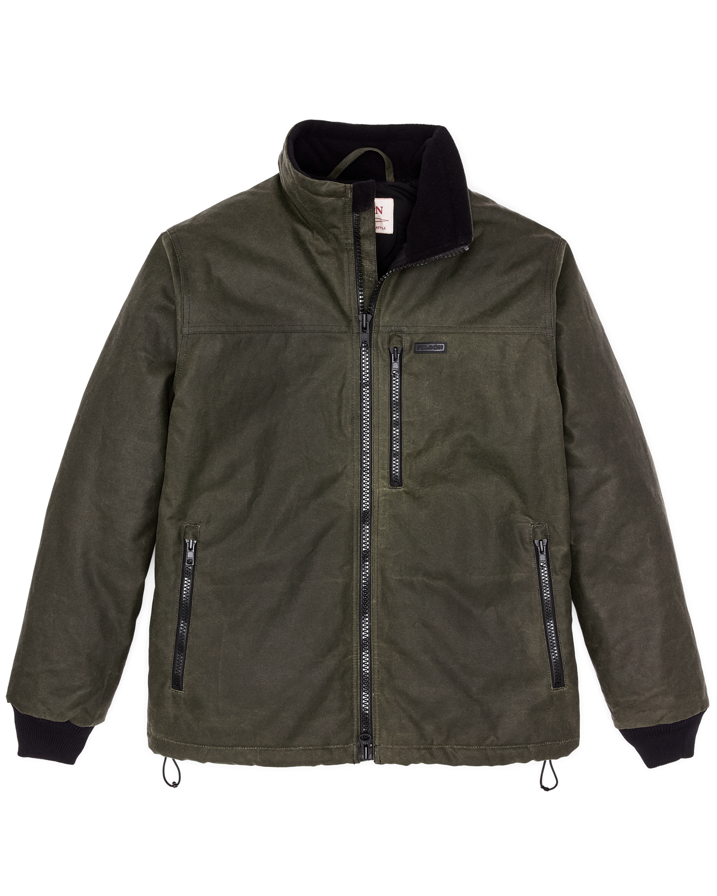 Front-facing image of the Filson Tin Cloth Primaloft Jacket - Otter Green