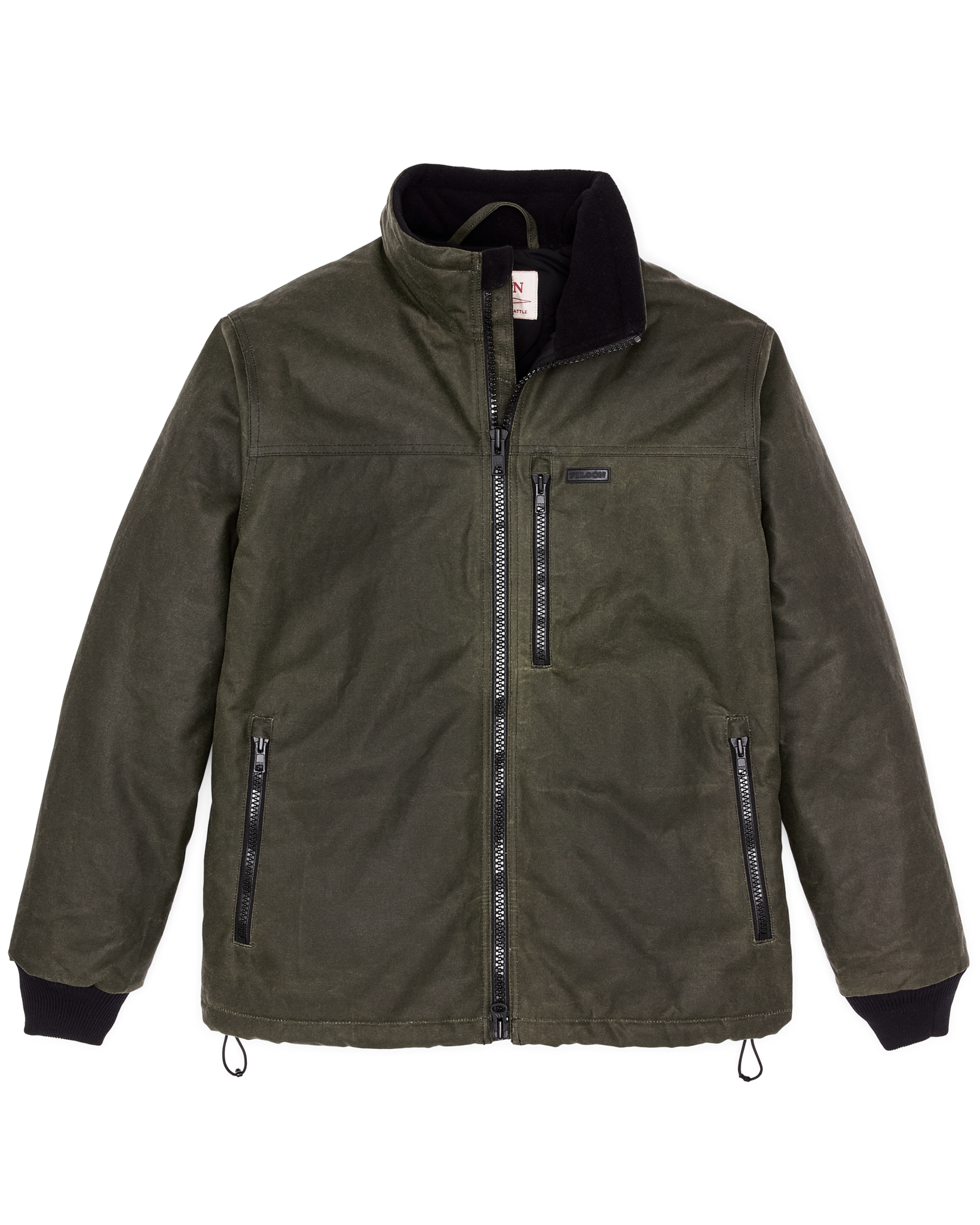 Front-facing image of the Filson Tin Cloth Primaloft Jacket - Otter Green