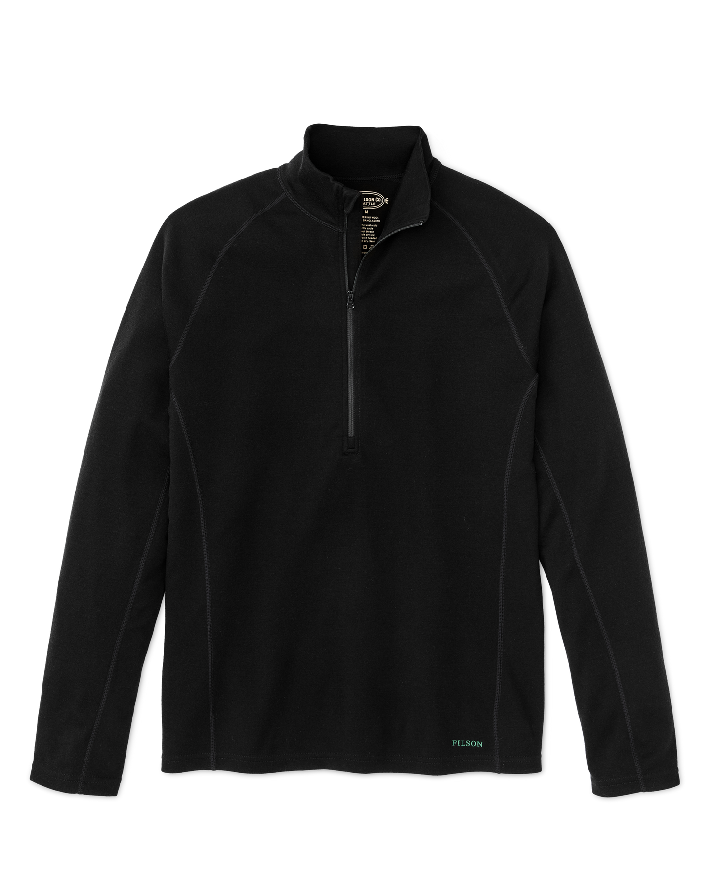 400g Merino Wool Long Sleeve Half-zip - Black
