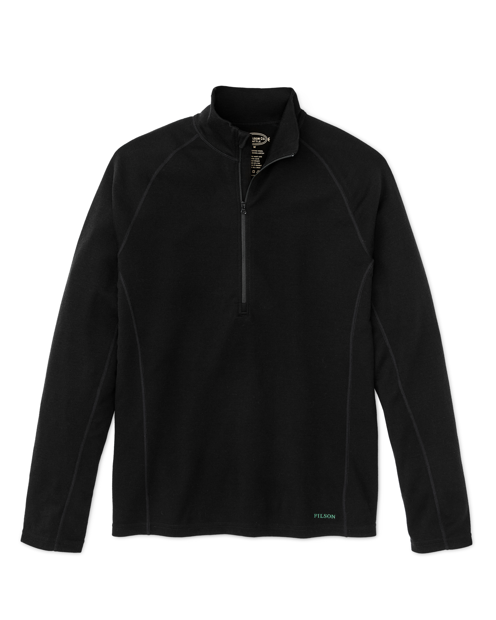 400g Merino Wool Long Sleeve Half-zip - Black