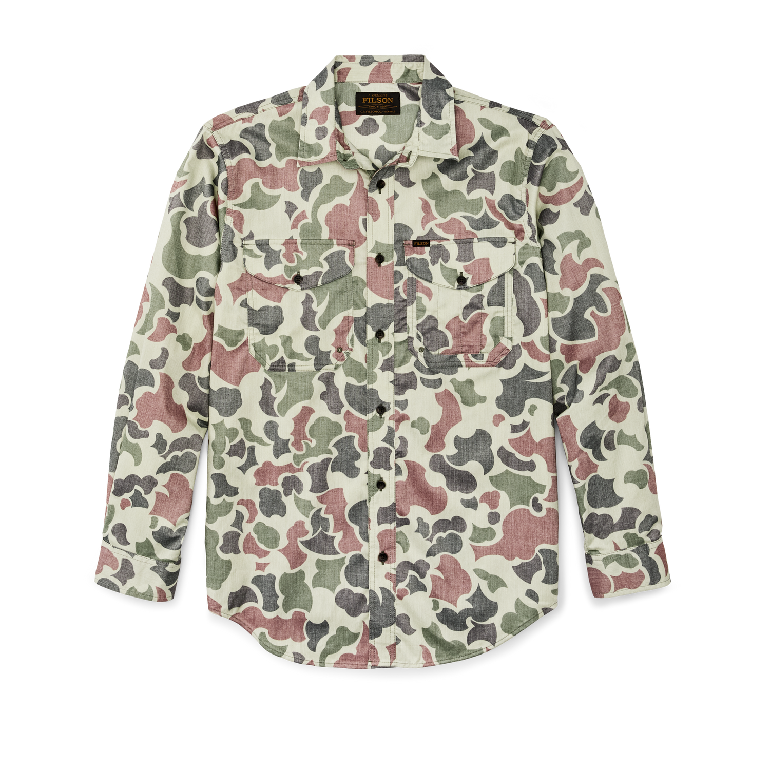 Front-facing image of the Filson Twin Lakes Sport Shirt - Shrub Camo