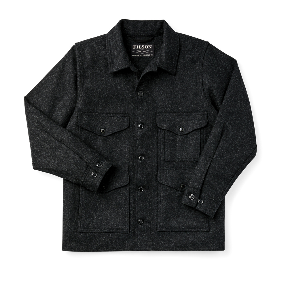 Front-facing image of the Filson Mackinaw Wool Cruiser Jacket - Charcoal