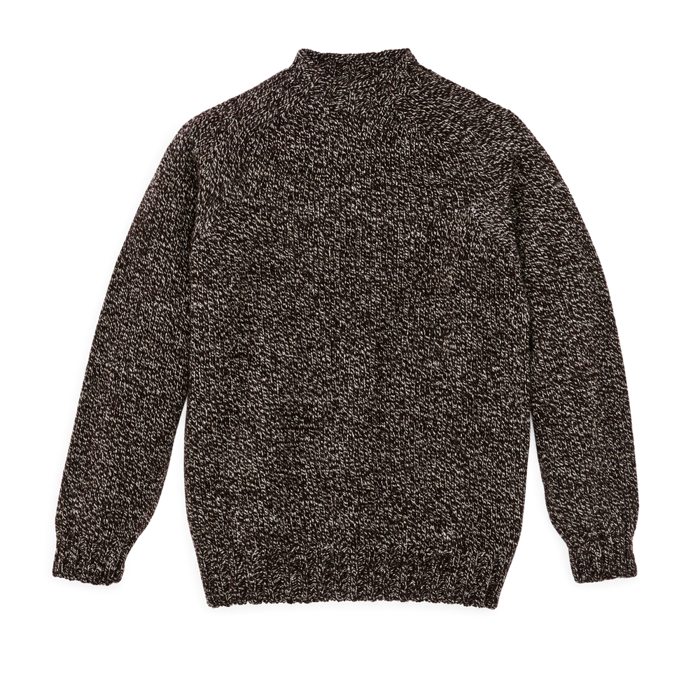 Front-facing image of the Filson Heritage 3-gauge Wool Sweater - Brown / Oat Marled