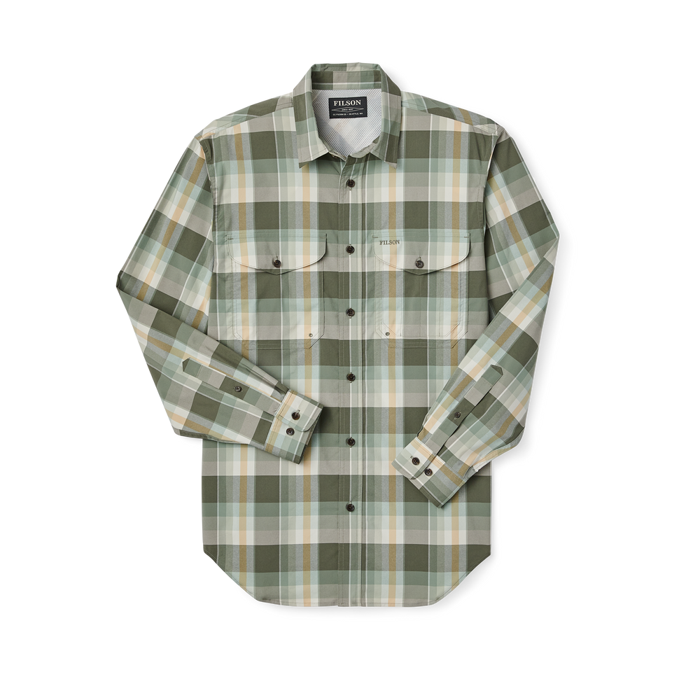 Twin Lakes Sport Shirt - Olive / White / Gold