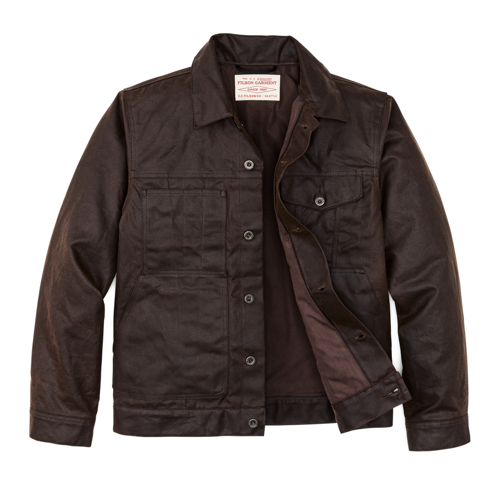 Alternate view of the Filson Tin Cloth Short Lined Cruiser Jacket - Dark Brown