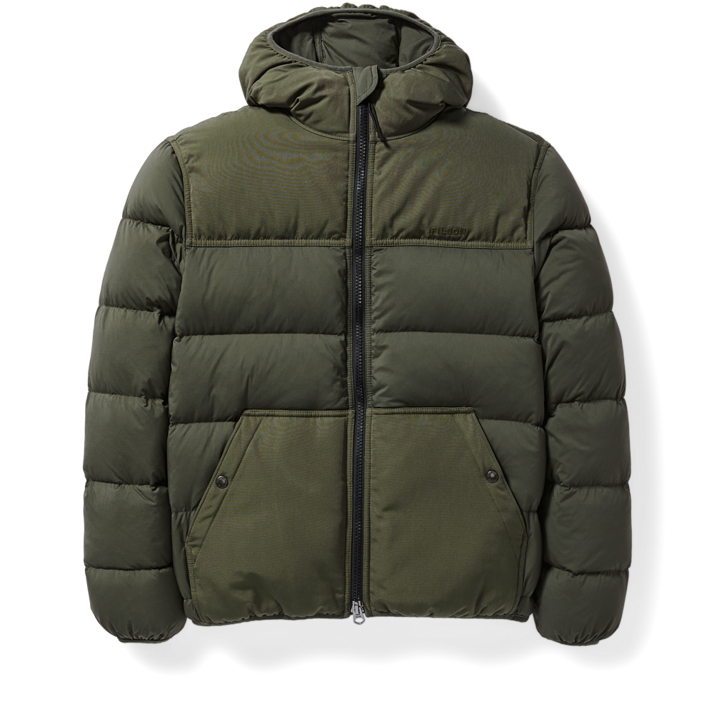 Front-facing image of the Filson Featherweight Down Jacket - Otter Green