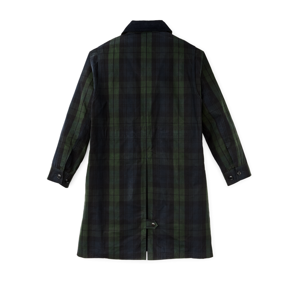 Alternate view of the Filson Women's Dry Waxed Long Cruiser - Black / Green Plaid