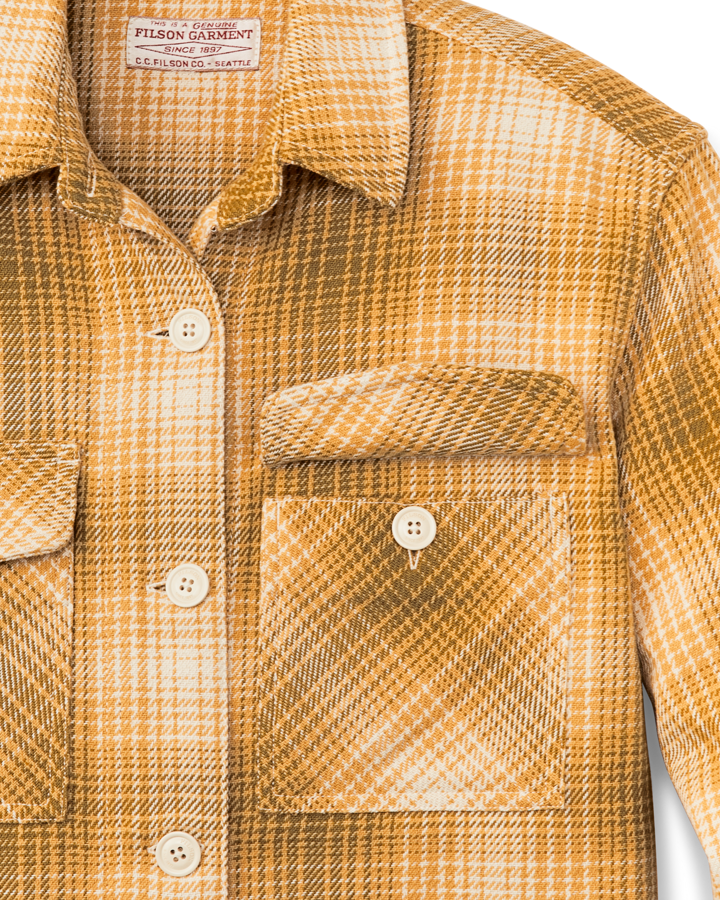 Alternate view of the Filson Women's Deer Island Jac-shirt - Ochre / Cream Plaid