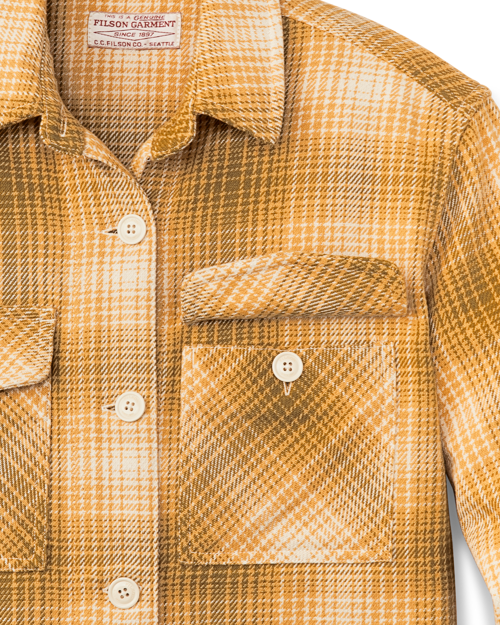 Alternate view of the Filson Women's Deer Island Jac-shirt - Ochre / Cream Plaid