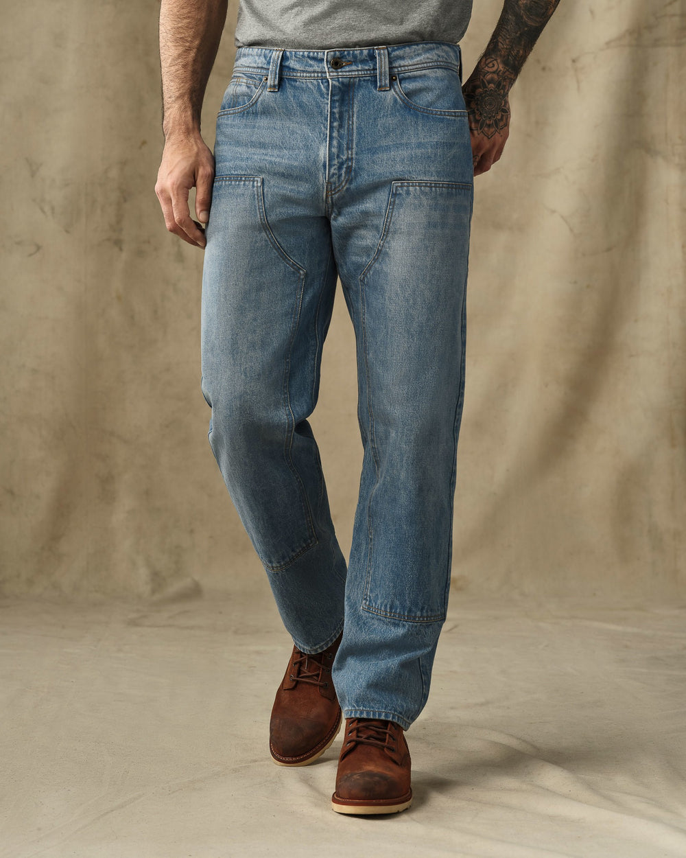 image of a model wearing Filson's 14-oz. Double-Front Jeans - Vintage Indigo
