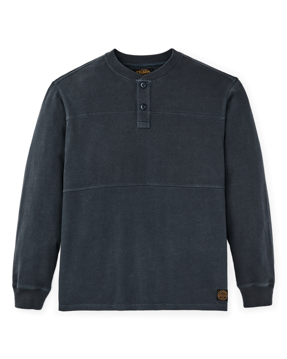 Front-facing image of the Filson Field Knit Henley - Bluefin