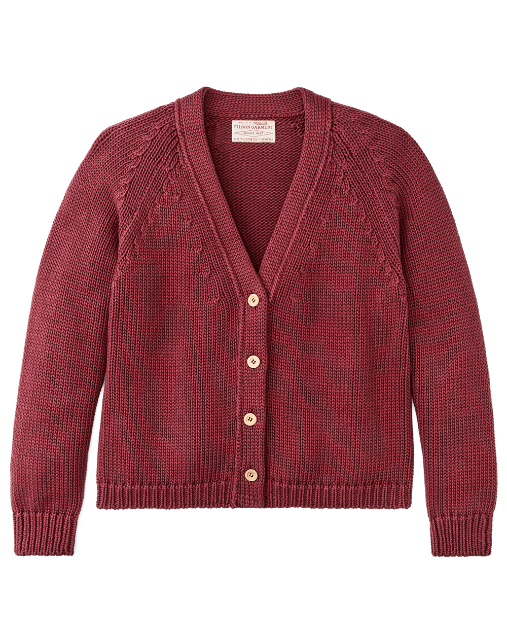 Women's Rustic Cotton Cardigan - Burgundy