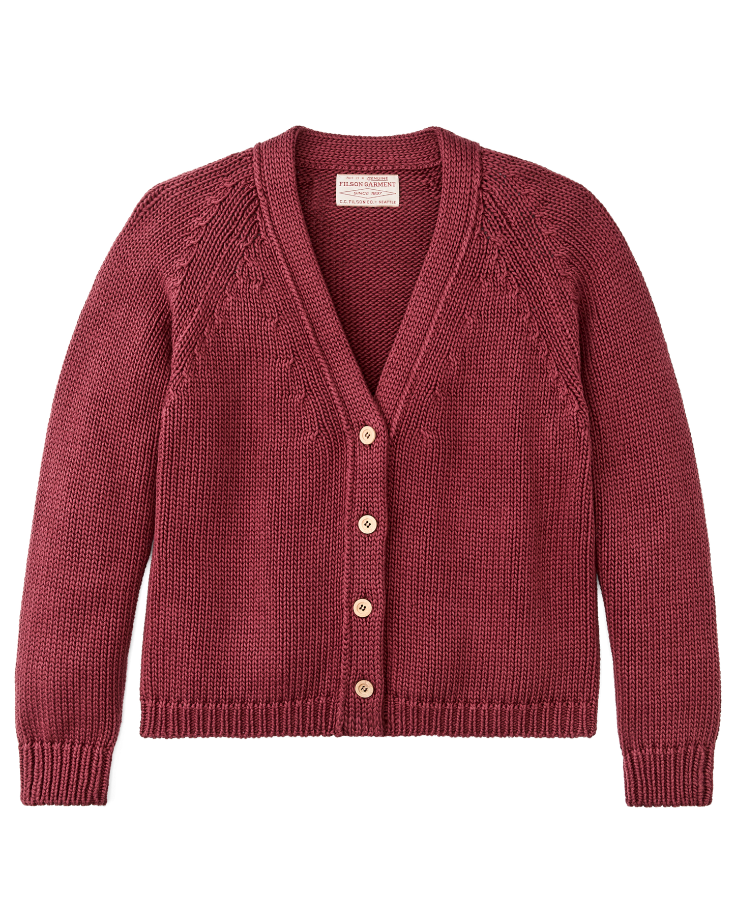 Women's Rustic Cotton Cardigan - Burgundy