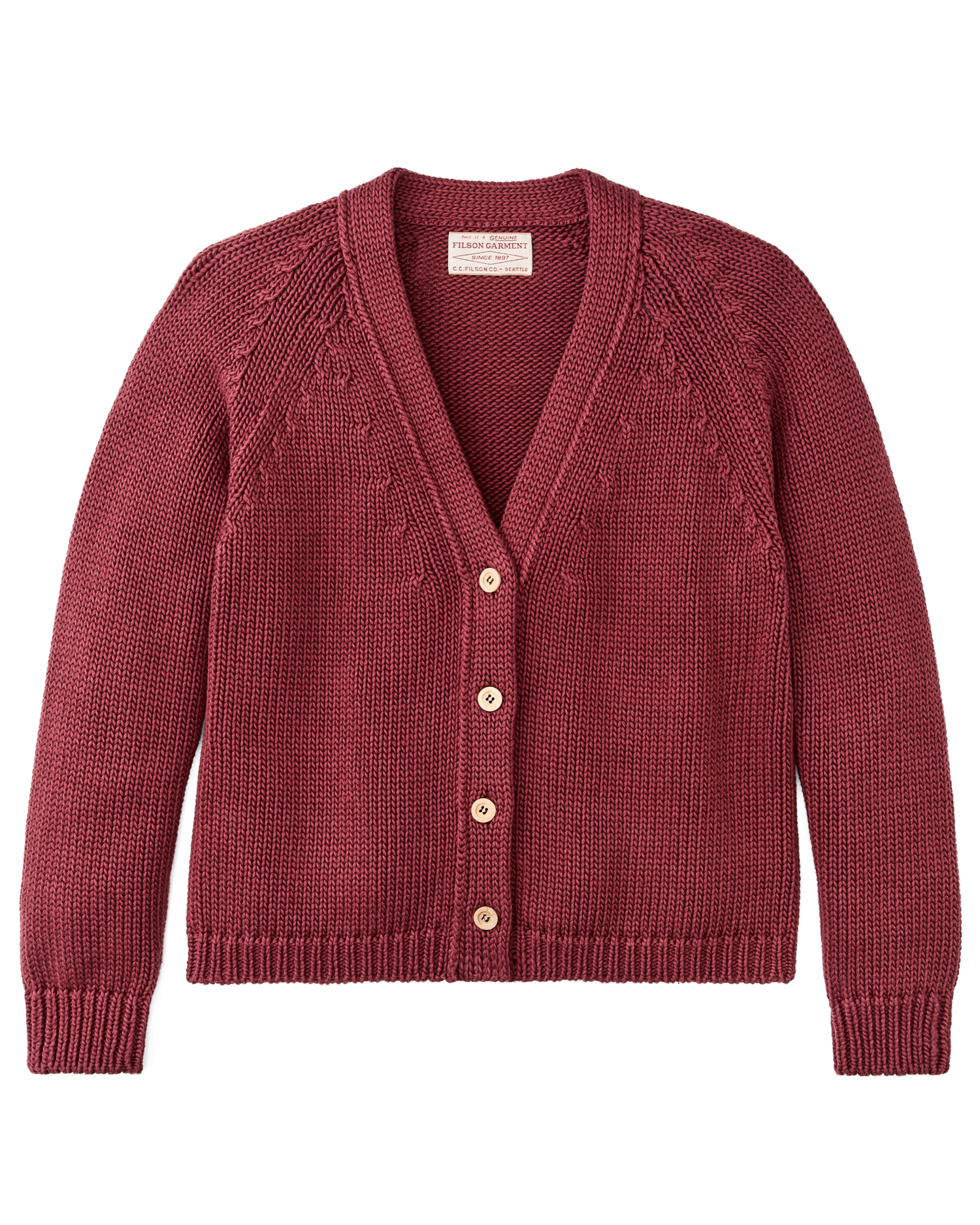 Women's Rustic Cotton Cardigan - Burgundy