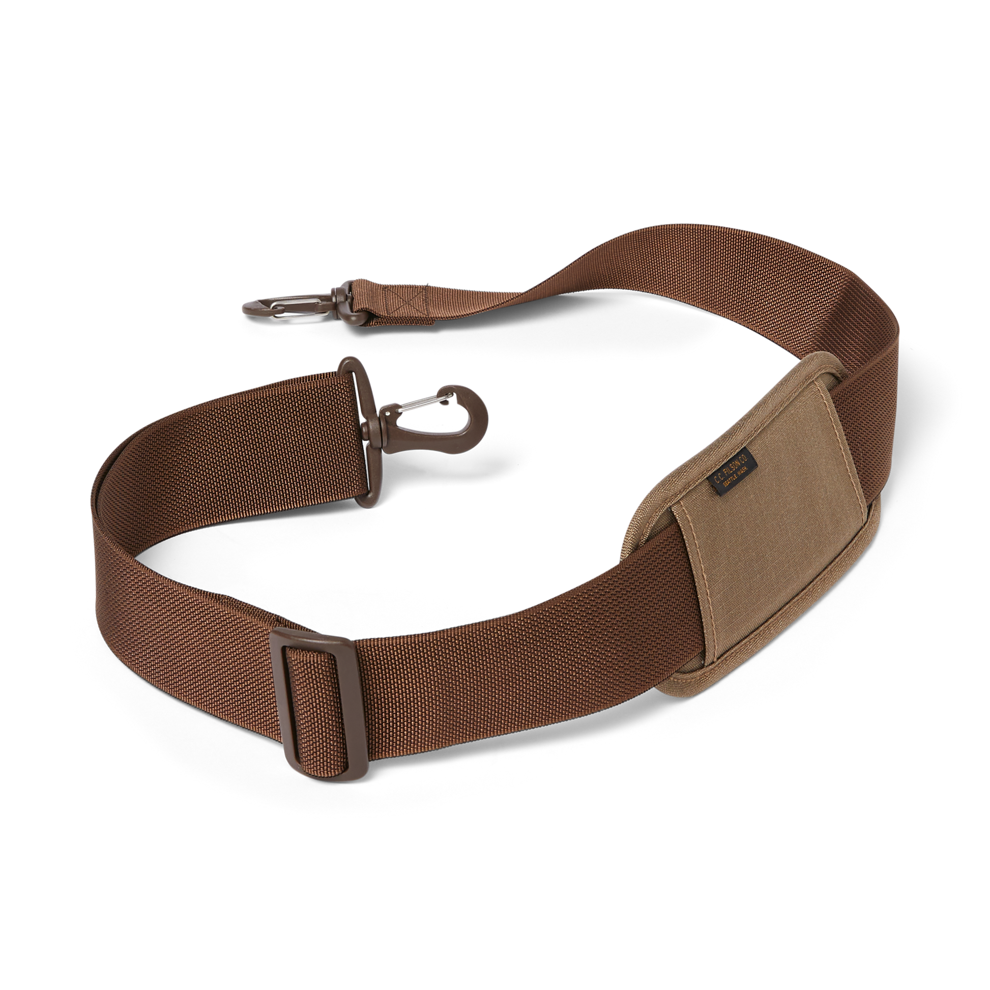 Front-facing image of the Filson Ripstop Nylon Webbing Strap - Brown