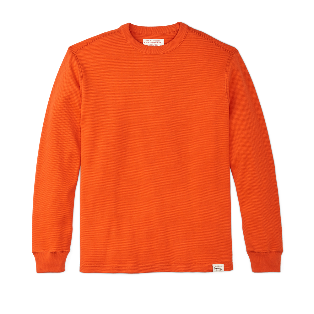 Front-facing image of the Filson Waffle Knit Thermal Crewneck - Flame