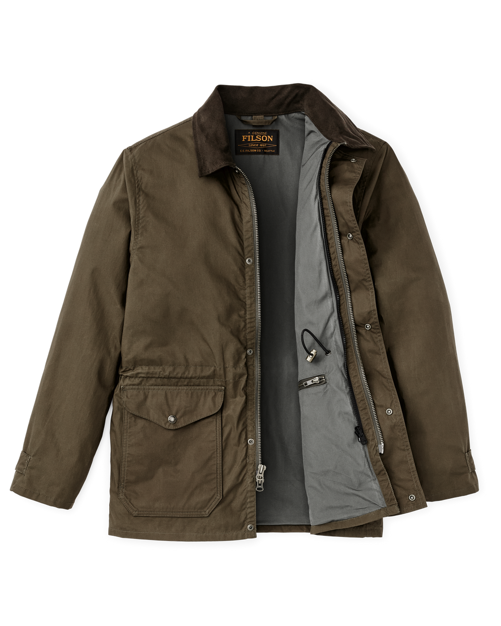 Dry Wax Mile Marker Coat - Burnt Olive | Filson