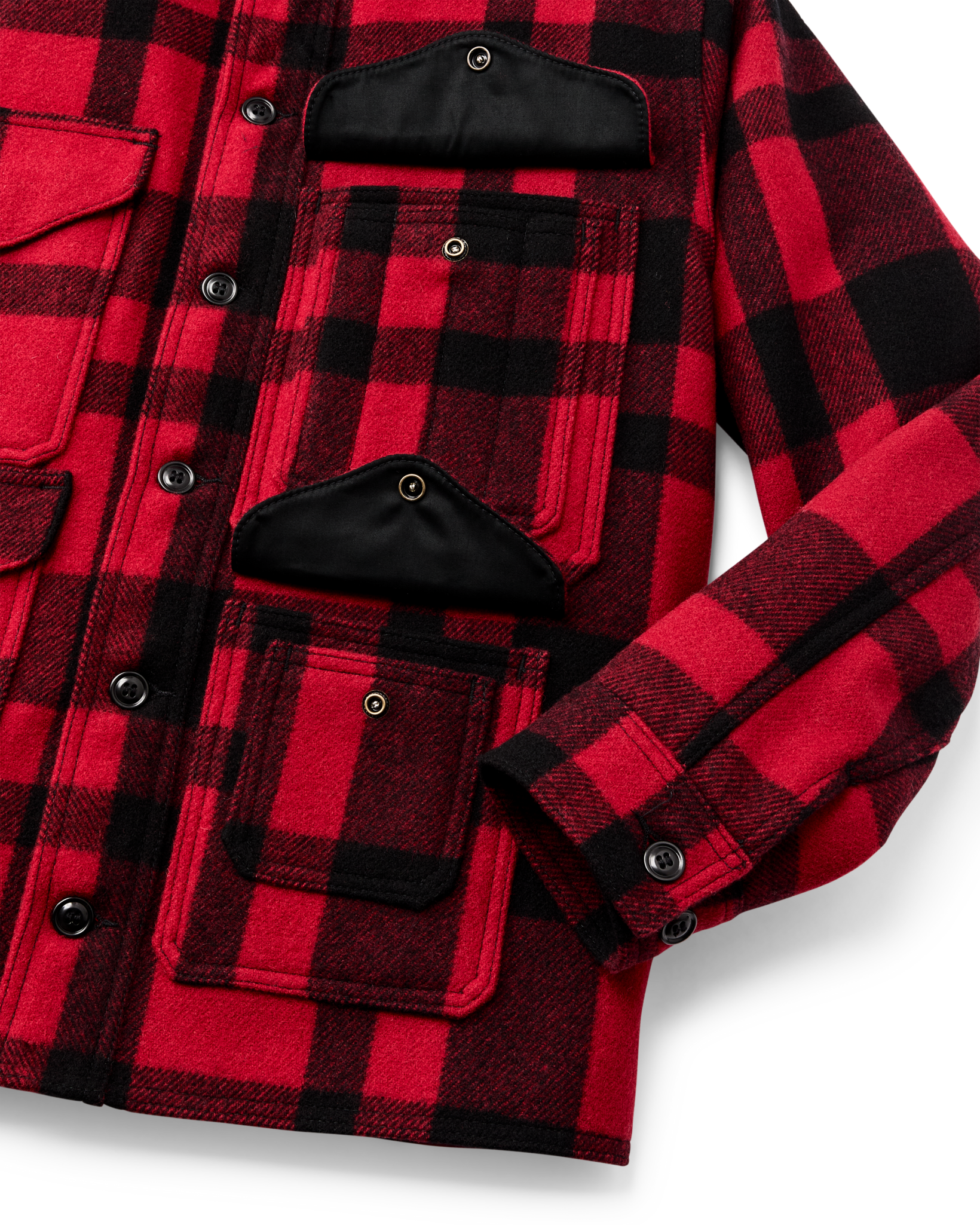 1940s Mackinaw Wool Cruiser Jacket - Red / Black Heritage Plaid