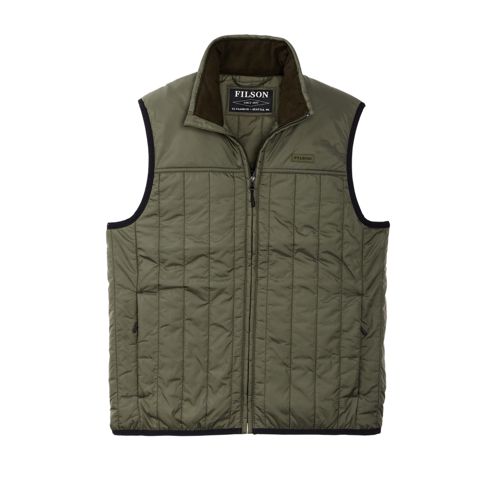 Front-facing image of the Filson Ultralight Vest - Olive Gray