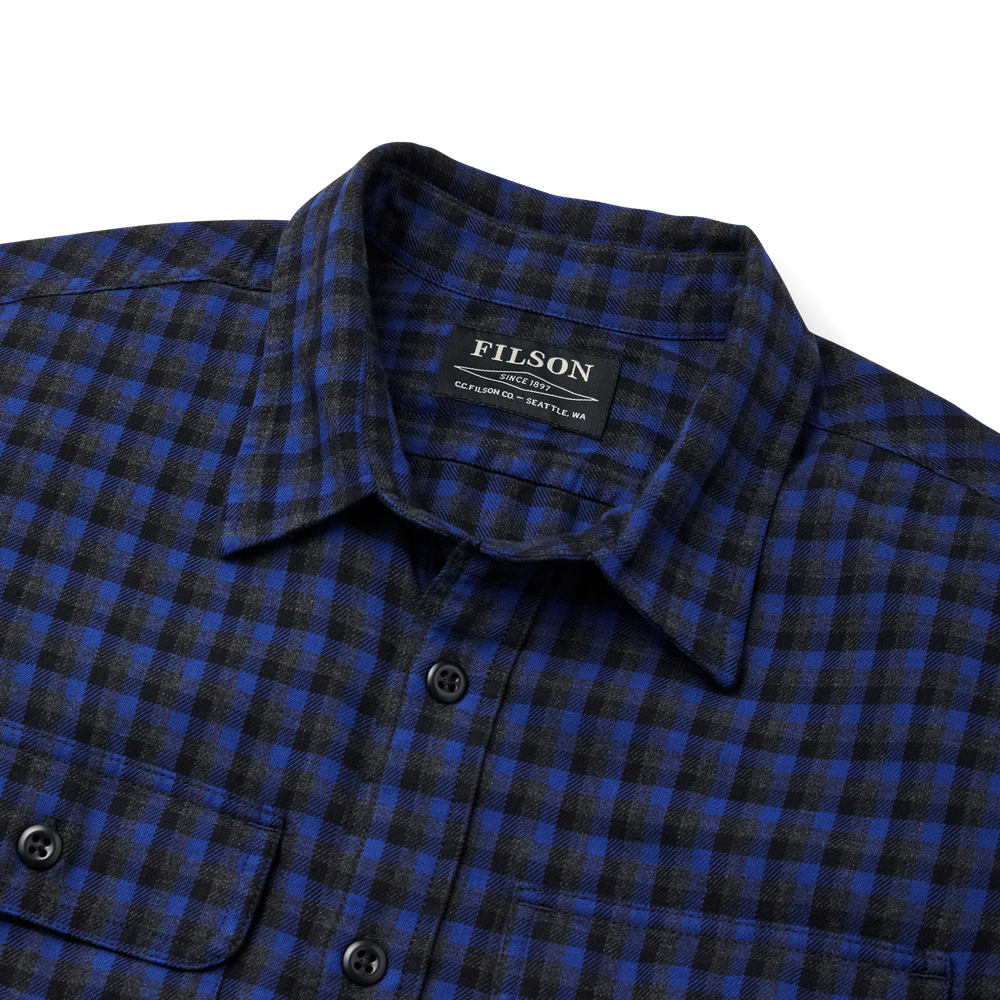 Alternate view of the Filson Scout Shirt - Cobalt/black/heather Gray Plaid