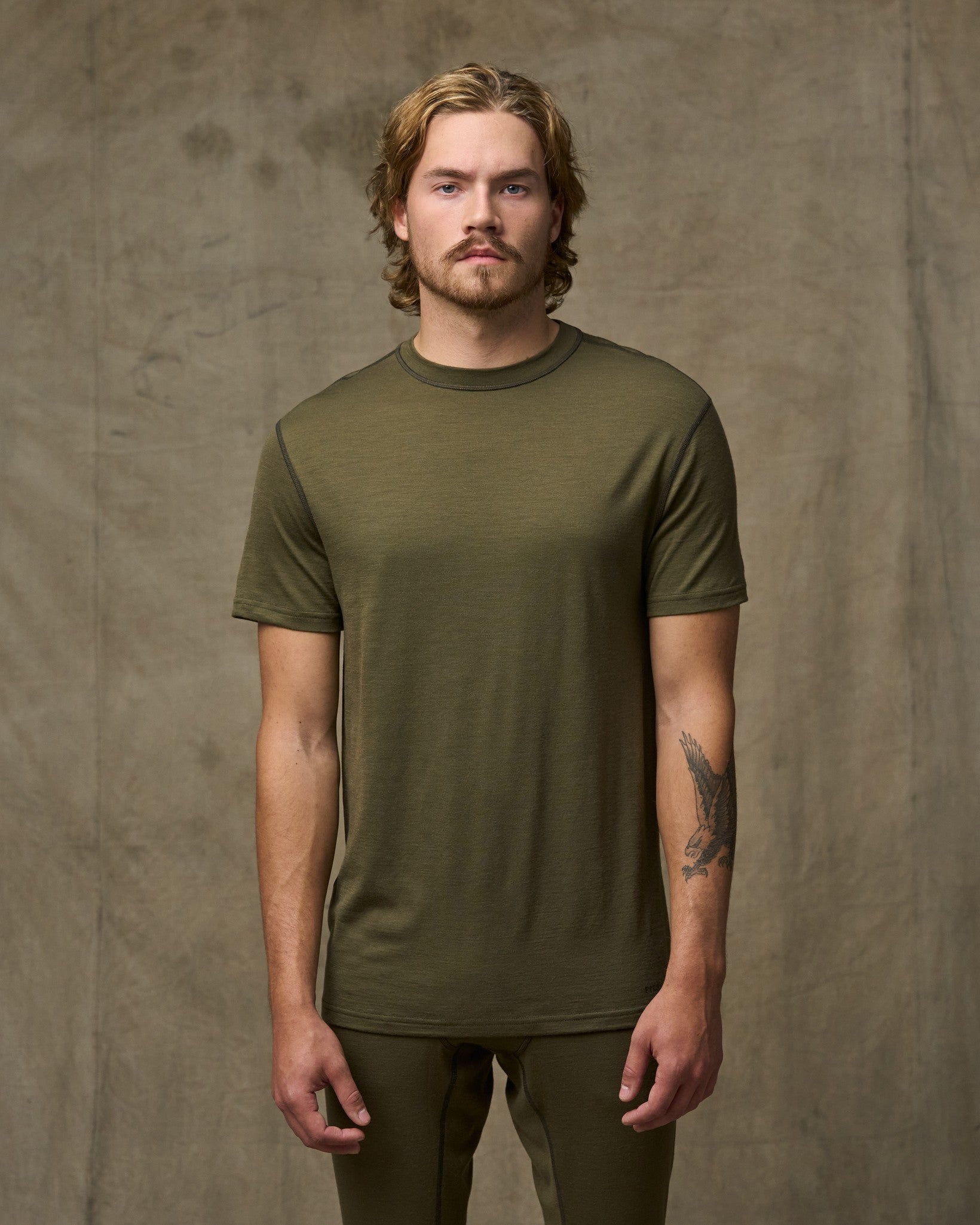 210g Merino Wool Short Sleeve Crewneck - Dark Olive