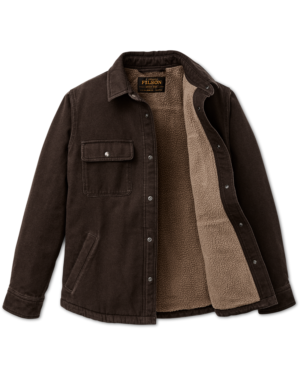 Fleece Lined Jac-Shirt - Dark Brown