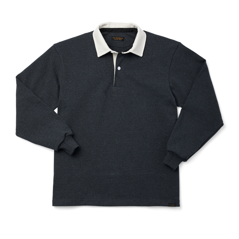 Front-facing image of the Filson Solid Pro Rugby Shirt - Coal/ivory