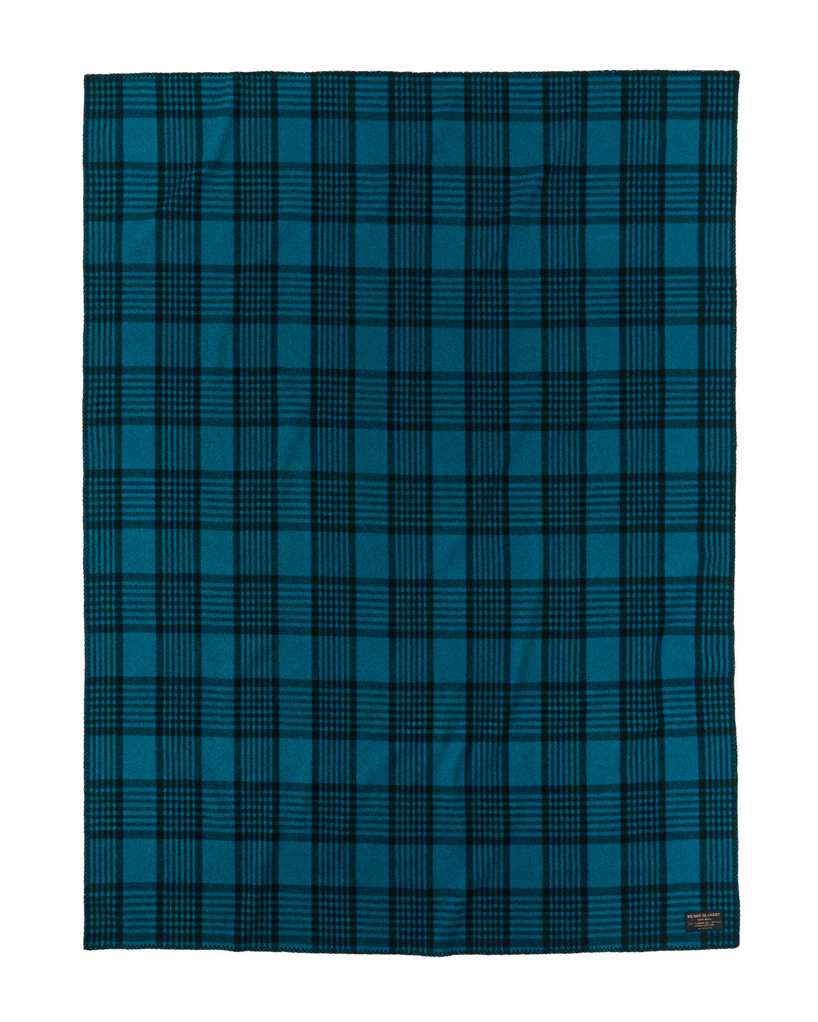 Filson Mackinaw Wool Blanket in blue black plaid