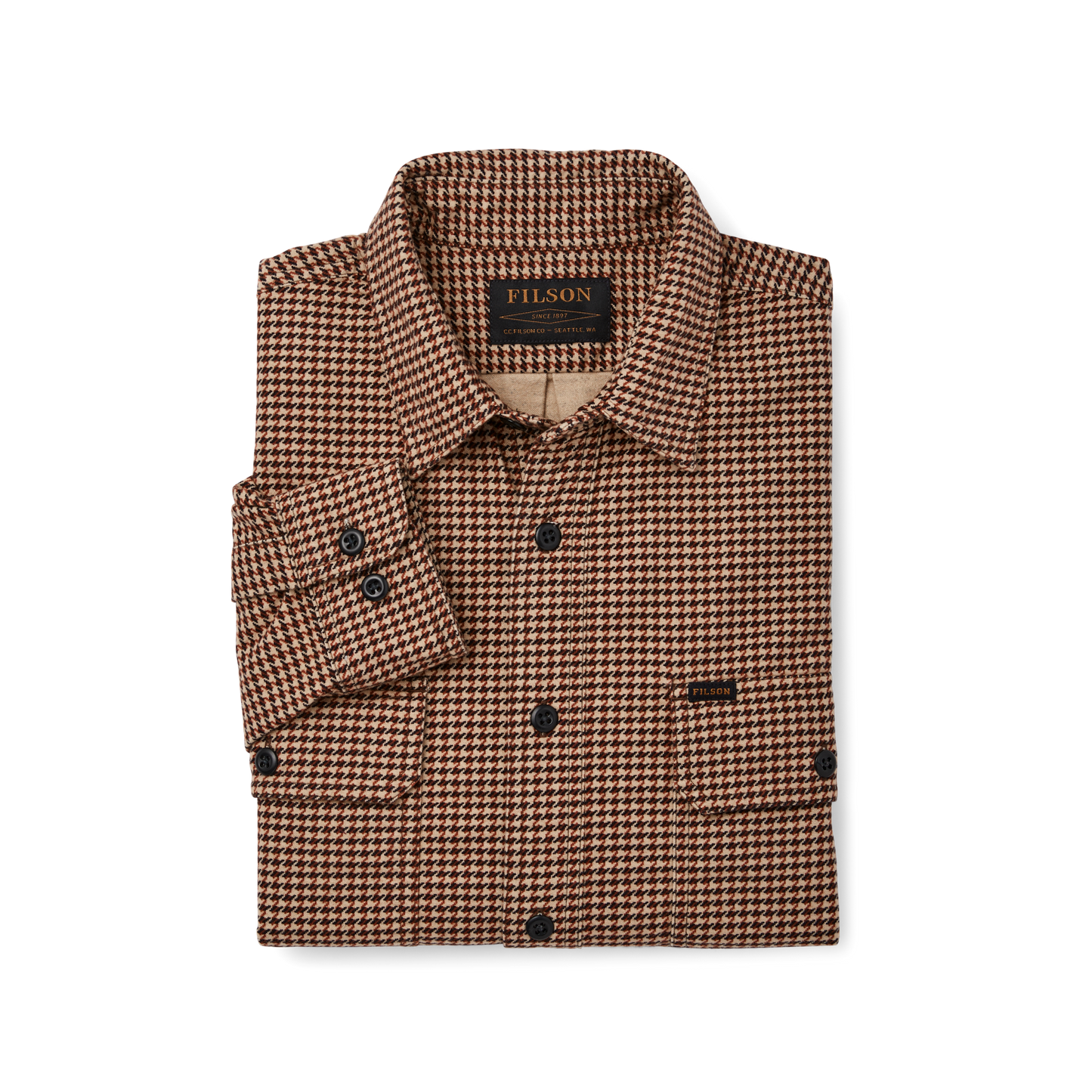 Alternate view of the Filson Field Flannel Shirt - Tan Dogstooth Print