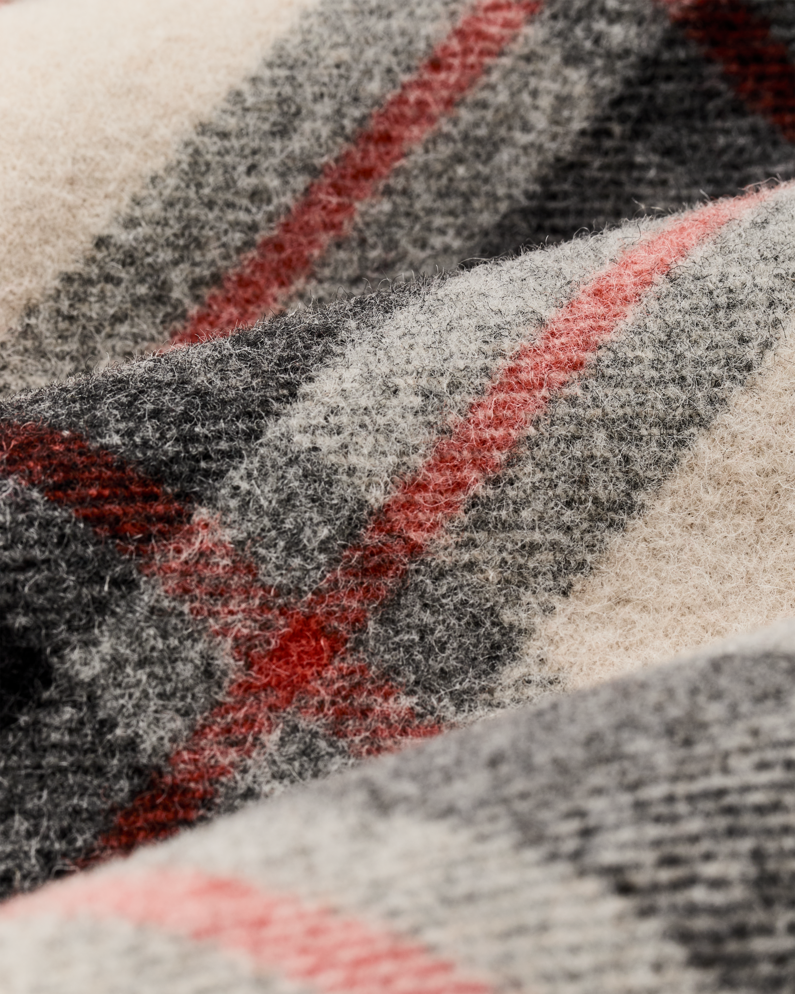 Women's Mackinaw Wool Shearling Cruiser Jacket - Cream / Red / Black Plaid