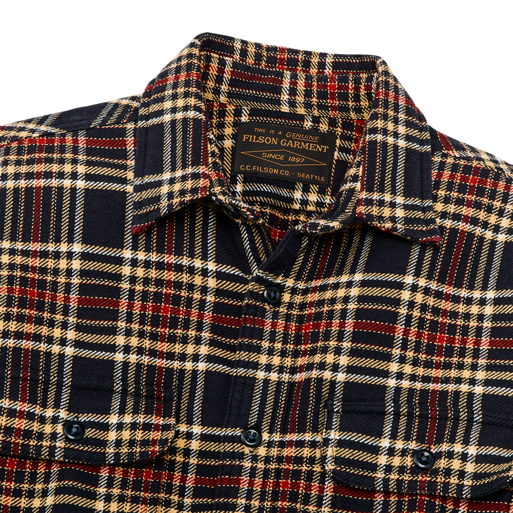 Alternate view of the Filson Vintage Flannel Work Shirt - Navy Ivory Red