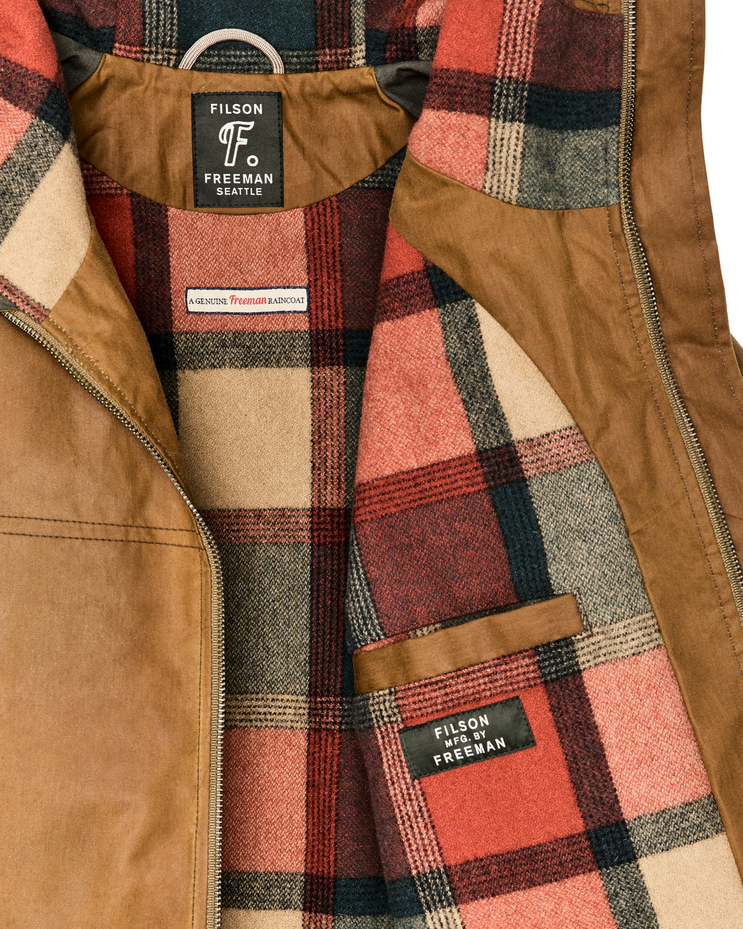 Filson X Freeman Wool Lined Raincoat - Dark Tan / Amber Spruce