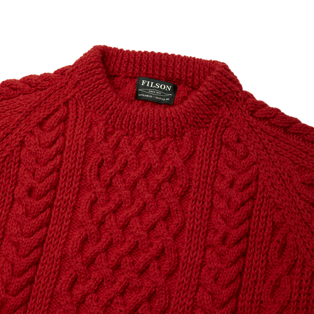 Alternate view of the Filson Wool Fisherman's Sweater - Red
