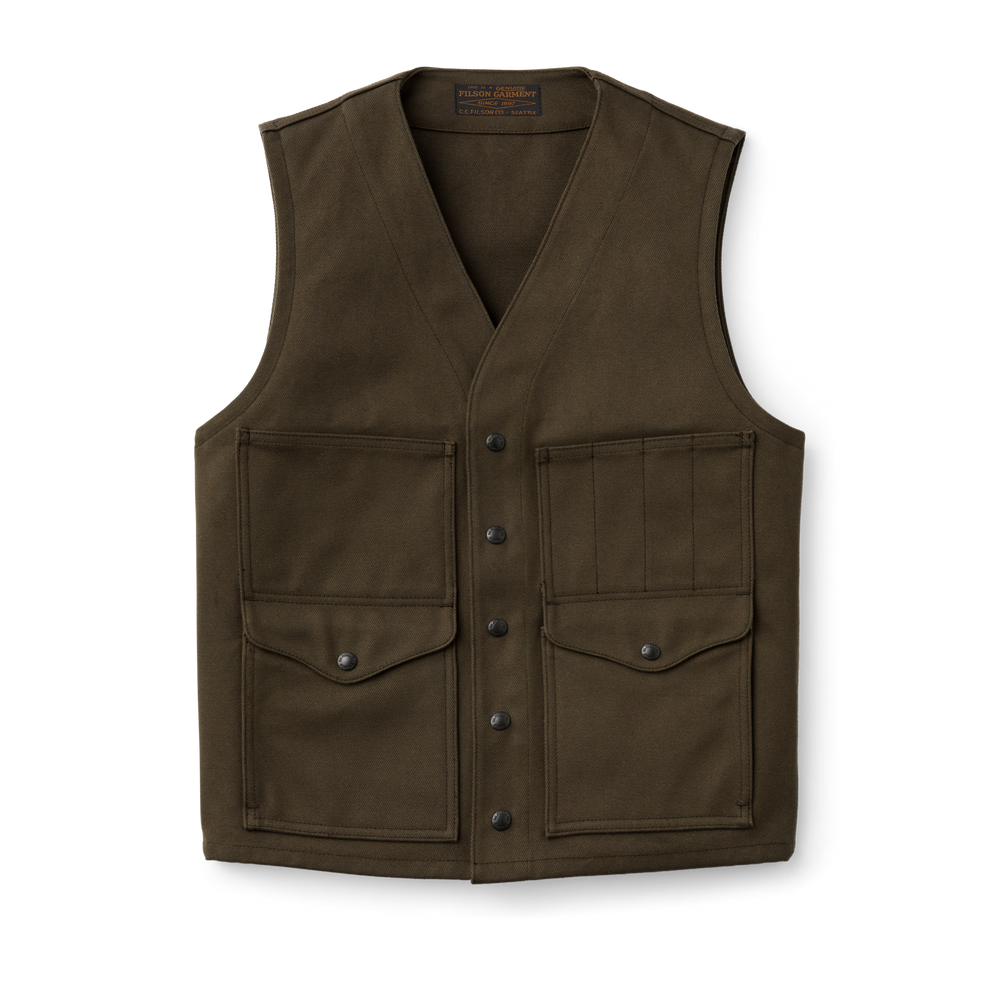 Front-facing image of the Filson Rugged Twill Cruiser Vest - Root