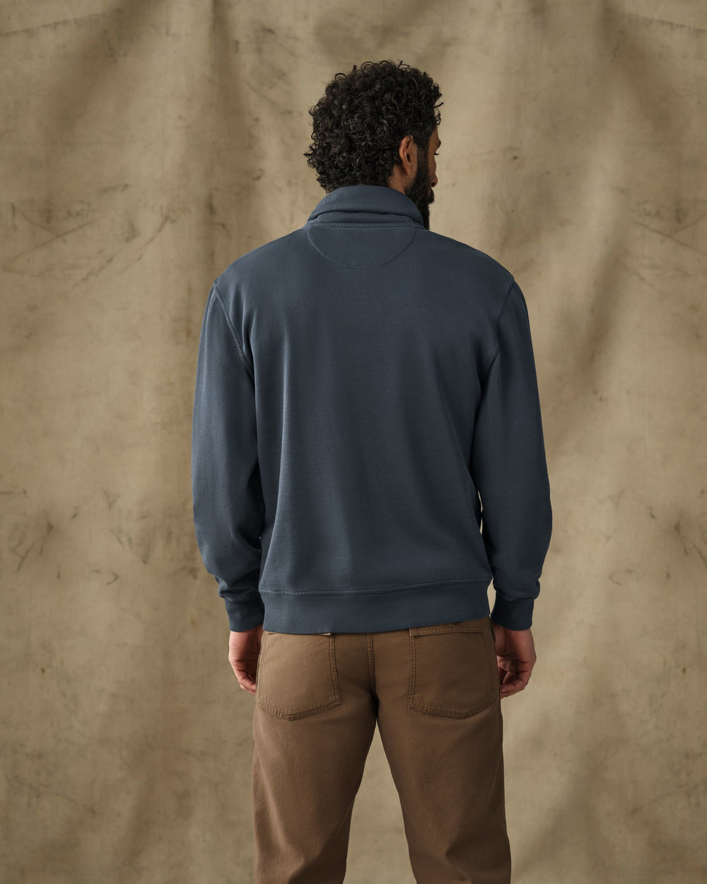 Field Knit Shawl-Neck Sweatshirt - Bluefin