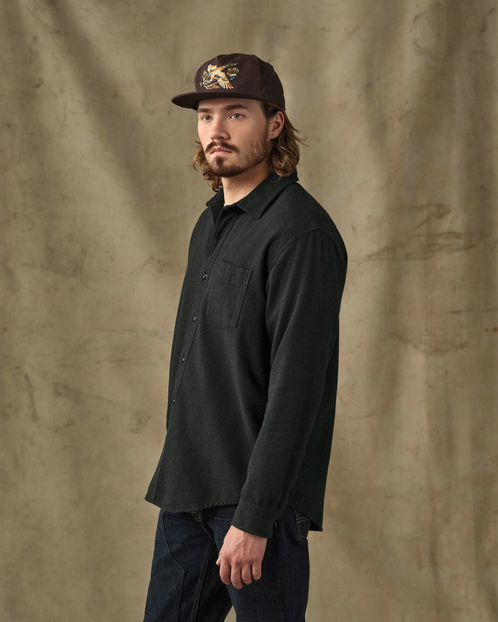 Rustic Flannel Shirt - Dark Moss Heather