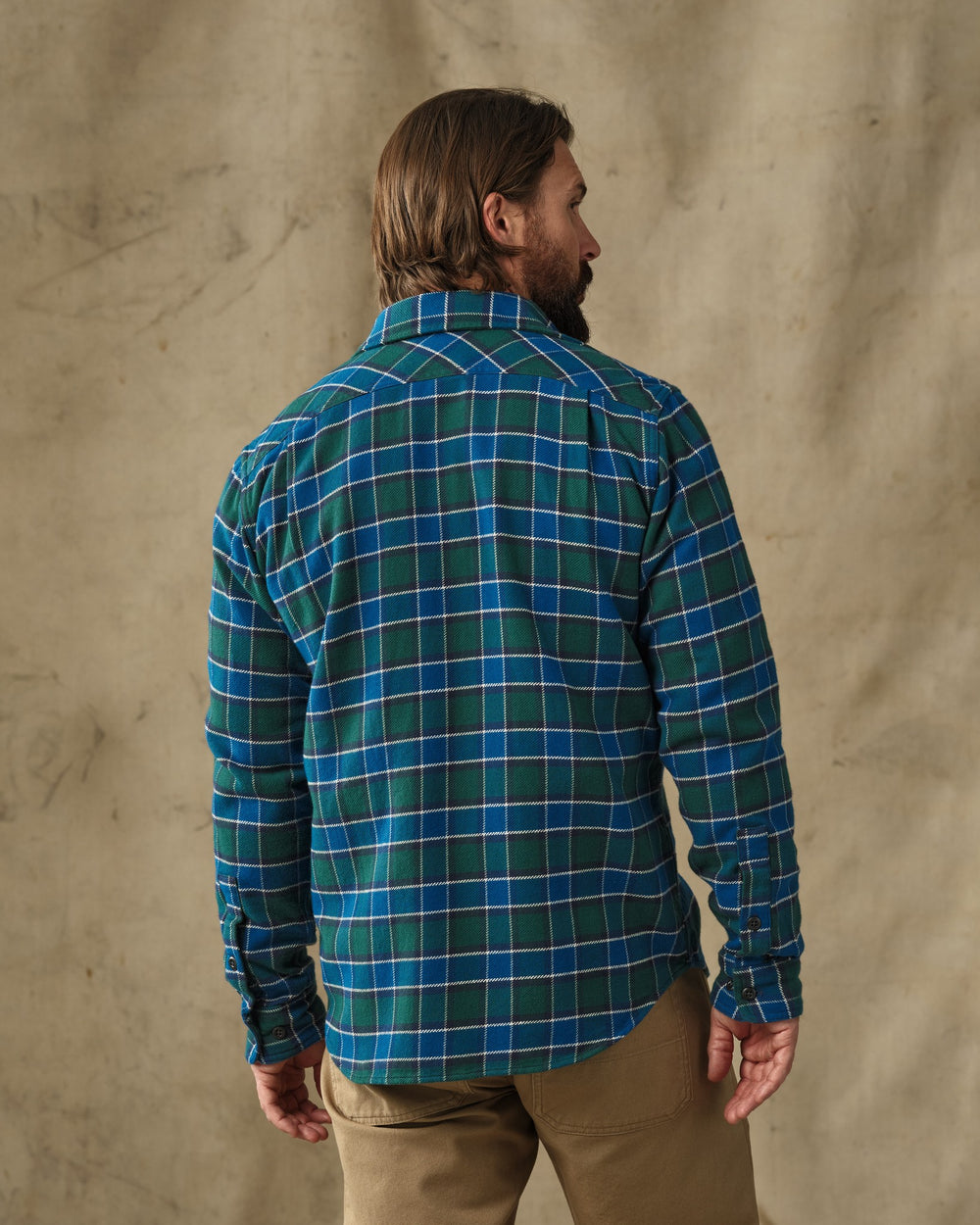 Vintage Flannel Work Shirt - Blue / Green Plaid