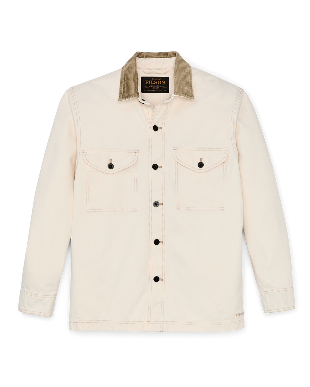 Front-facing image of the Filson Rustic Canvas Jac-shirt - Natural Seed