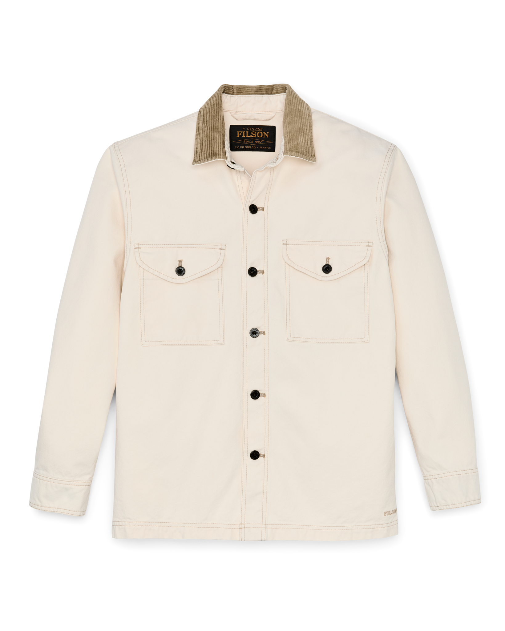 Front-facing image of the Filson Rustic Canvas Jac-shirt - Natural Seed