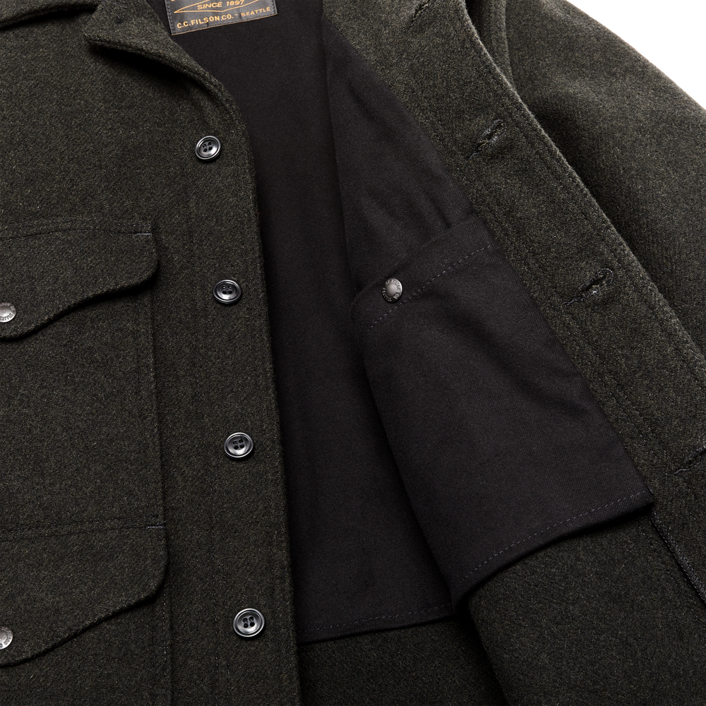 Alternate view of the Filson Long Mackinaw Wool Cruiser - Peat Black