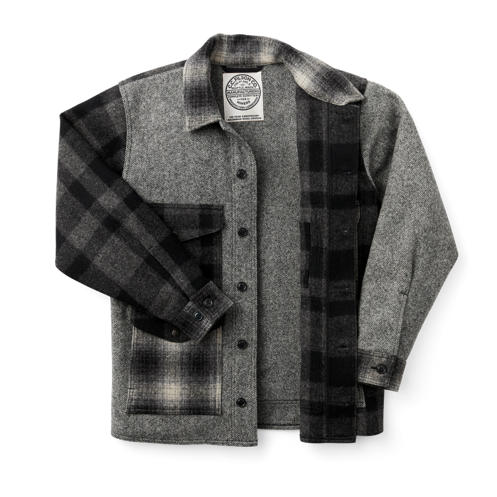 Alternate view of the Filson 125th Anniversary Archival Mackinaw Wool Cruiser - Gray Patchwork