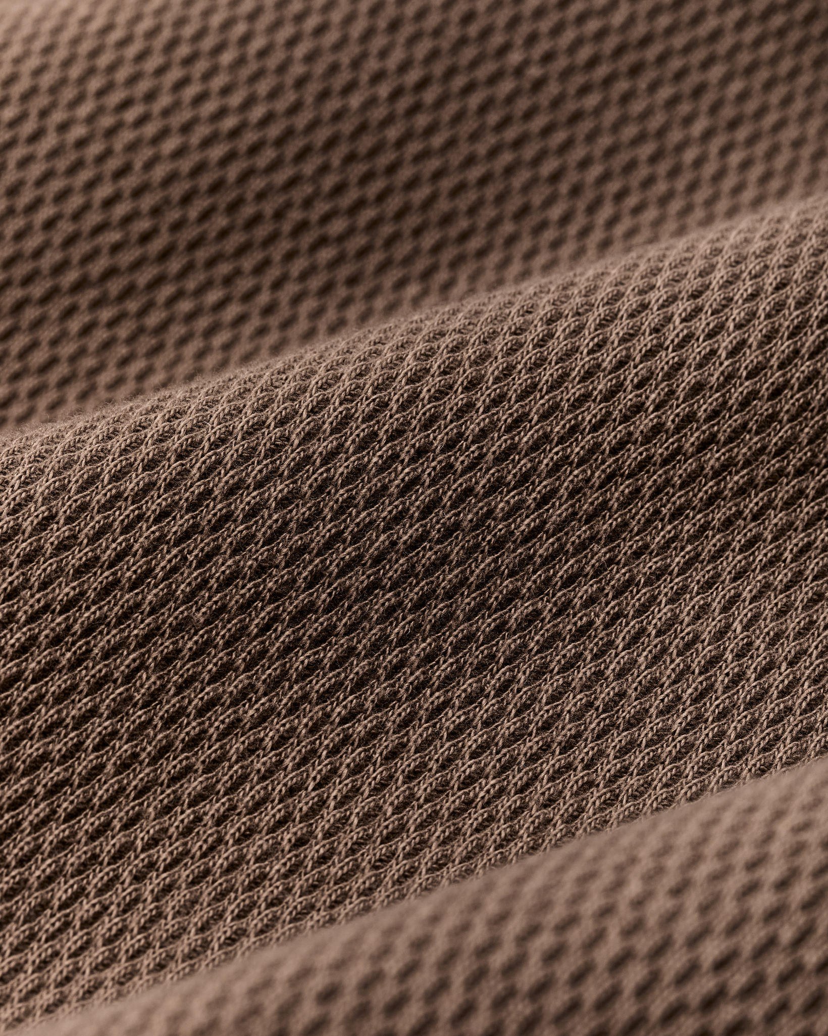 Waffle Knit Thermal Crewneck - Brown
